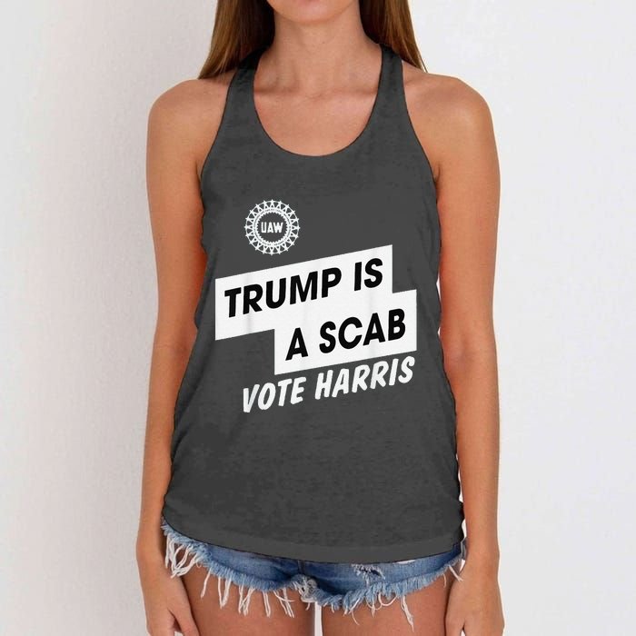 Trump Is A Scab Vote Harris Kamala 2024 Women's Knotted Racerback Tank