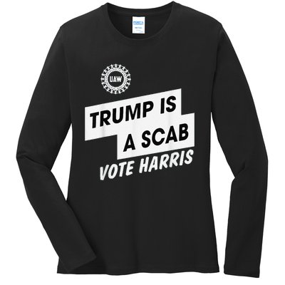 Trump Is A Scab Vote Harris Kamala 2024 Ladies Long Sleeve Shirt