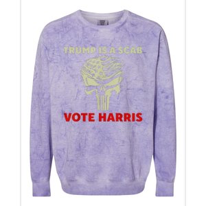 Trump Is A Scab Vote Harris Waltz New Way Move Forward Flag Colorblast Crewneck Sweatshirt