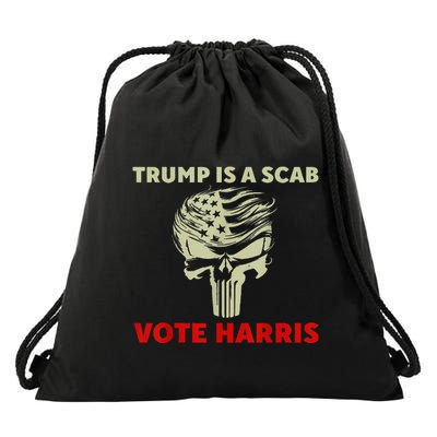 Trump Is A Scab Vote Harris Waltz New Way Move Forward Flag Drawstring Bag