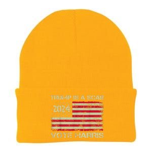 Trump Is A Scab Vote Harris Waltz New Way Move Forward Flag Knit Cap Winter Beanie