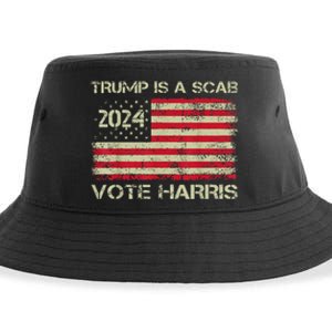 Trump Is A Scab Vote Harris Waltz New Way Move Forward Flag Sustainable Bucket Hat