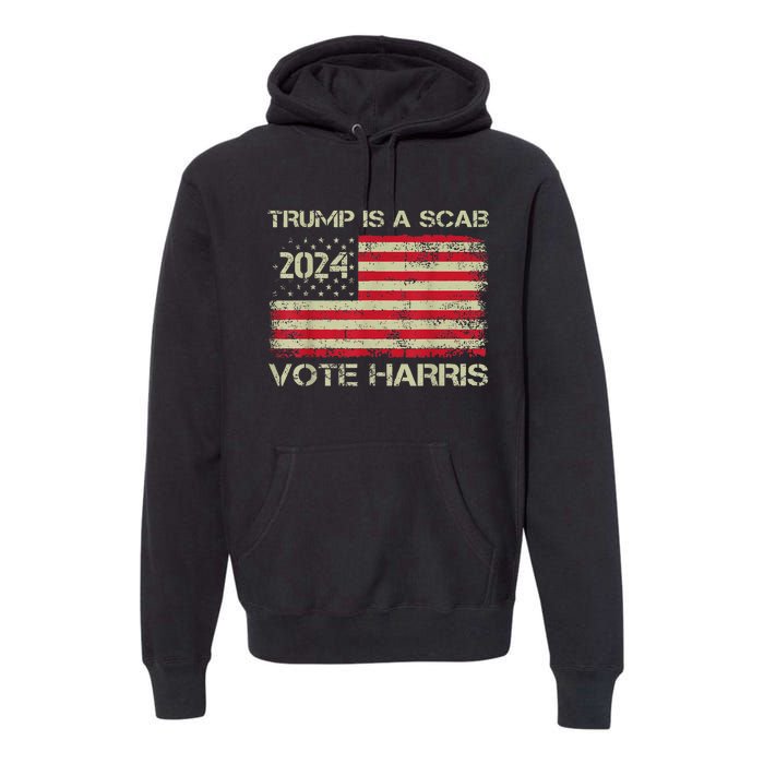 Trump Is A Scab Vote Harris Waltz New Way Move Forward Flag Premium Hoodie