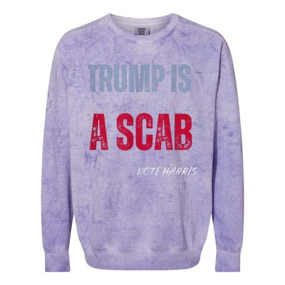 Trump Is A Scab Vote Harris Walz 2024 Colorblast Crewneck Sweatshirt