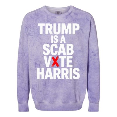 Trump Is A Scab Vote Harris Walz 2024 Colorblast Crewneck Sweatshirt