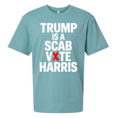 Trump Is A Scab Vote Harris Walz 2024 Sueded Cloud Jersey T-Shirt