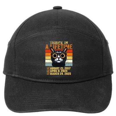 Thrice In A Lifetime Partial Solar Eclipse 2025 Funny Cat 7-Panel Snapback Hat