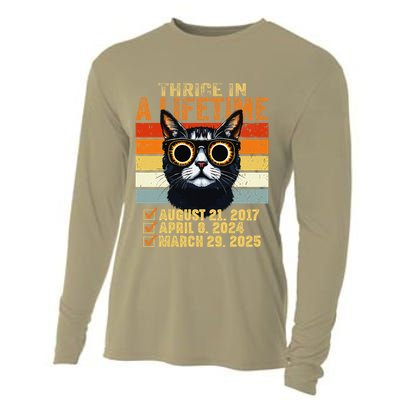 Thrice In A Lifetime Partial Solar Eclipse 2025 Funny Cat Cooling Performance Long Sleeve Crew