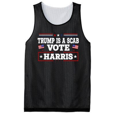 Trump Is A Scab Vote Harris Walz 2024 Kamala American Flag Mesh Reversible Basketball Jersey Tank