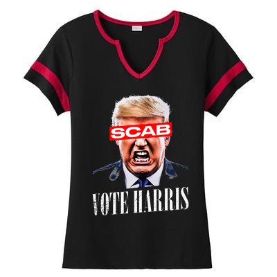 Trump Is A Scab Vote Kamala Harris 2024 Ladies Halftime Notch Neck Tee