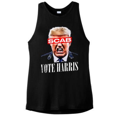 Trump Is A Scab Vote Kamala Harris 2024 Ladies PosiCharge Tri-Blend Wicking Tank