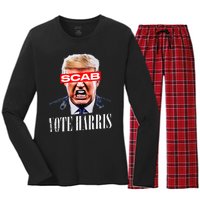 Trump Is A Scab Vote Kamala Harris 2024 Women's Long Sleeve Flannel Pajama Set 