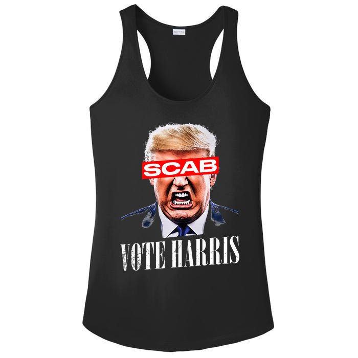 Trump Is A Scab Vote Kamala Harris 2024 Ladies PosiCharge Competitor Racerback Tank