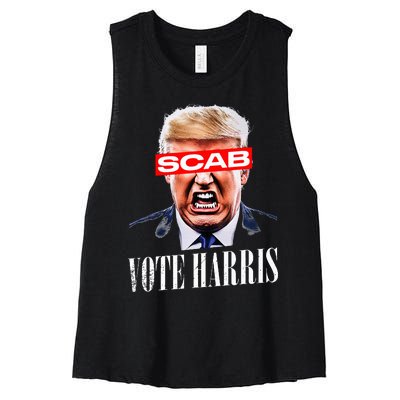 Trump Is A Scab Vote Kamala Harris 2024 Women's Racerback Cropped Tank