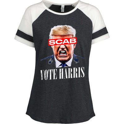 Trump Is A Scab Vote Kamala Harris 2024 Enza Ladies Jersey Colorblock Tee