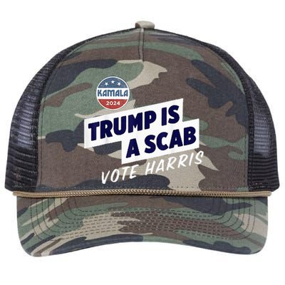 Trump Is A Scab Vote Kamala Harris Retro Rope Trucker Hat Cap