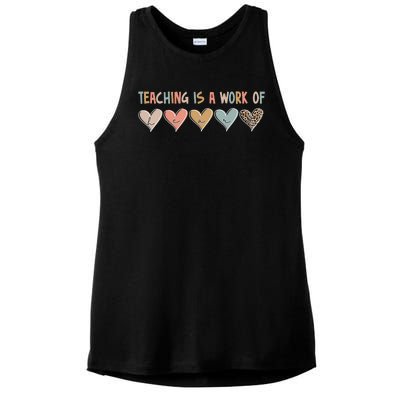 Teaching Is A Work Of Hearts Ladies PosiCharge Tri-Blend Wicking Tank