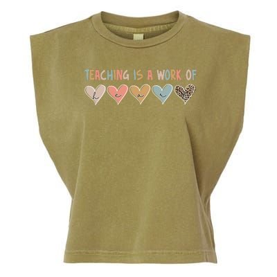 Teaching Is A Work Of Hearts Garment-Dyed Women's Muscle Tee