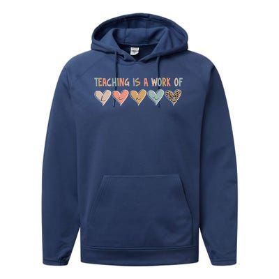 Teaching Is A Work Of Hearts Performance Fleece Hoodie