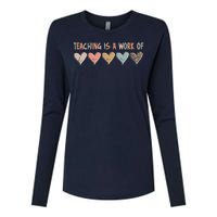 Teaching Is A Work Of Hearts Womens Cotton Relaxed Long Sleeve T-Shirt