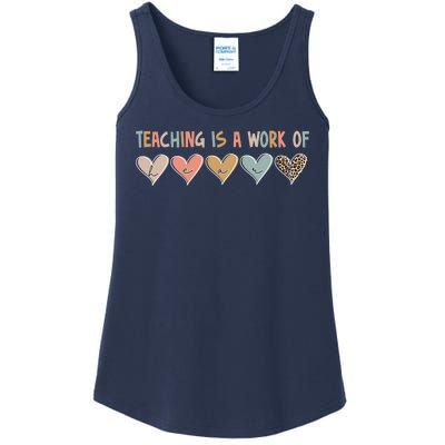 Teaching Is A Work Of Hearts Ladies Essential Tank