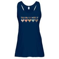 Teaching Is A Work Of Hearts Ladies Essential Flowy Tank