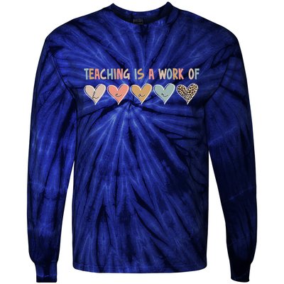 Teaching Is A Work Of Hearts Tie-Dye Long Sleeve Shirt