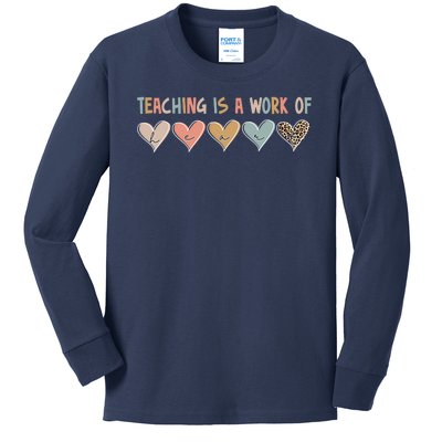 Teaching Is A Work Of Hearts Kids Long Sleeve Shirt