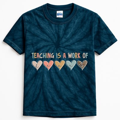 Teaching Is A Work Of Hearts Kids Tie-Dye T-Shirt