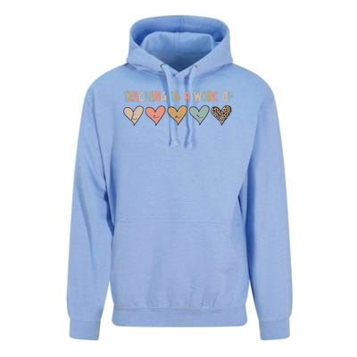 Teaching Is A Work Of Hearts Unisex Surf Hoodie