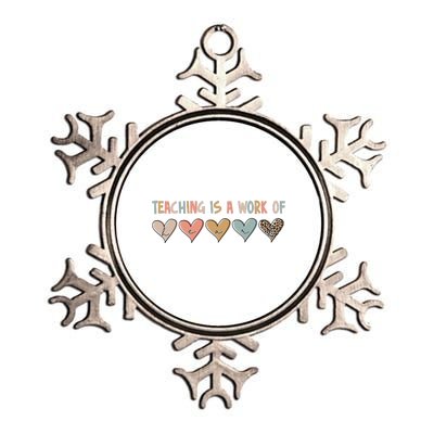 Teaching Is A Work Of Hearts Metallic Star Ornament