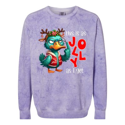 This Is As Jolly As I Get Funny Sarcastic Grumpy Duck Christmas Colorblast Crewneck Sweatshirt