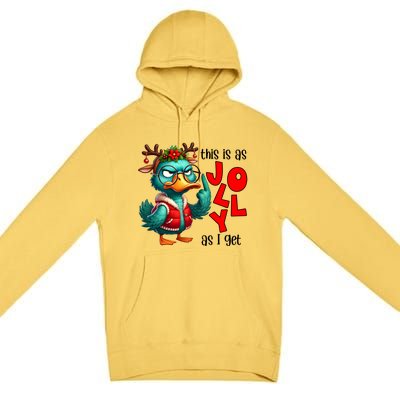 This Is As Jolly As I Get Funny Sarcastic Grumpy Duck Christmas Premium Pullover Hoodie