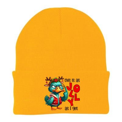 This Is As Jolly As I Get Funny Sarcastic Grumpy Duck Christmas Knit Cap Winter Beanie