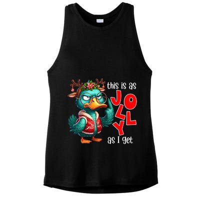 This Is As Jolly As I Get Funny Sarcastic Grumpy Duck Christmas Ladies PosiCharge Tri-Blend Wicking Tank