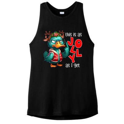 This Is As Jolly As I Get Funny Sarcastic Grumpy Duck Christmas Ladies PosiCharge Tri-Blend Wicking Tank