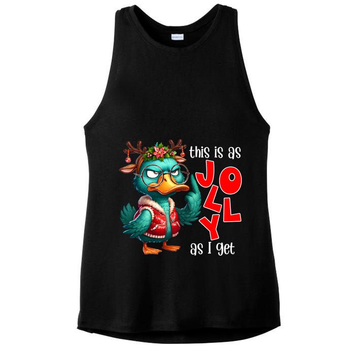 This Is As Jolly As I Get Funny Sarcastic Grumpy Duck Christmas Ladies PosiCharge Tri-Blend Wicking Tank
