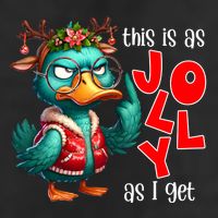 This Is As Jolly As I Get Funny Sarcastic Grumpy Duck Christmas 7 Panel Mesh Trucker Snapback Hat