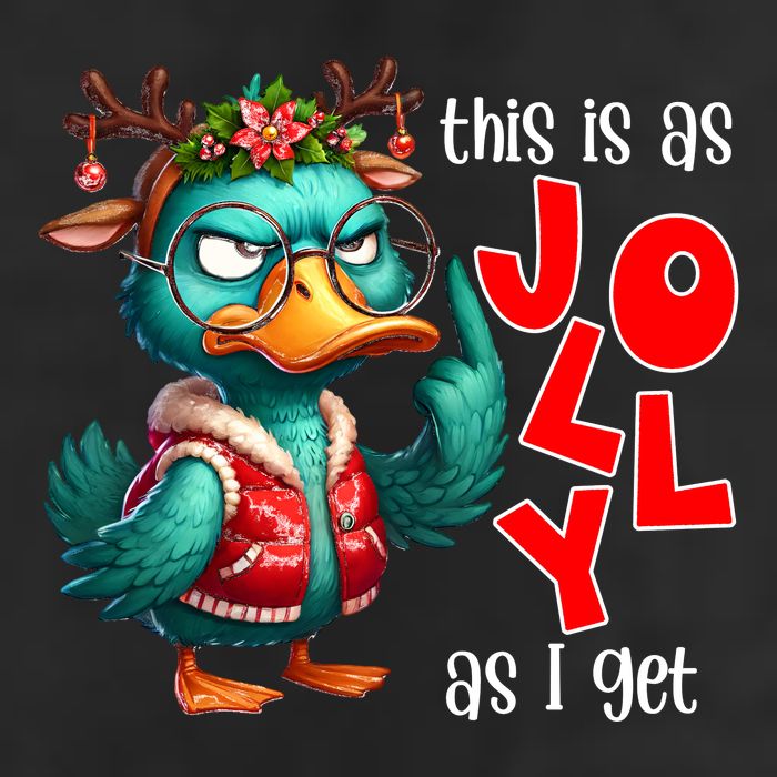 This Is As Jolly As I Get Funny Sarcastic Grumpy Duck Christmas 7 Panel Mesh Trucker Snapback Hat