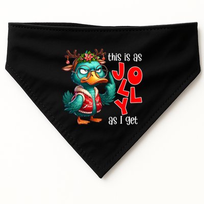 This Is As Jolly As I Get Funny Sarcastic Grumpy Duck Christmas USA-Made Doggie Bandana