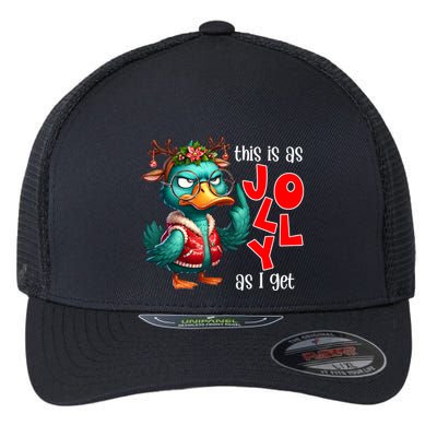 This Is As Jolly As I Get Funny Sarcastic Grumpy Duck Christmas Flexfit Unipanel Trucker Cap