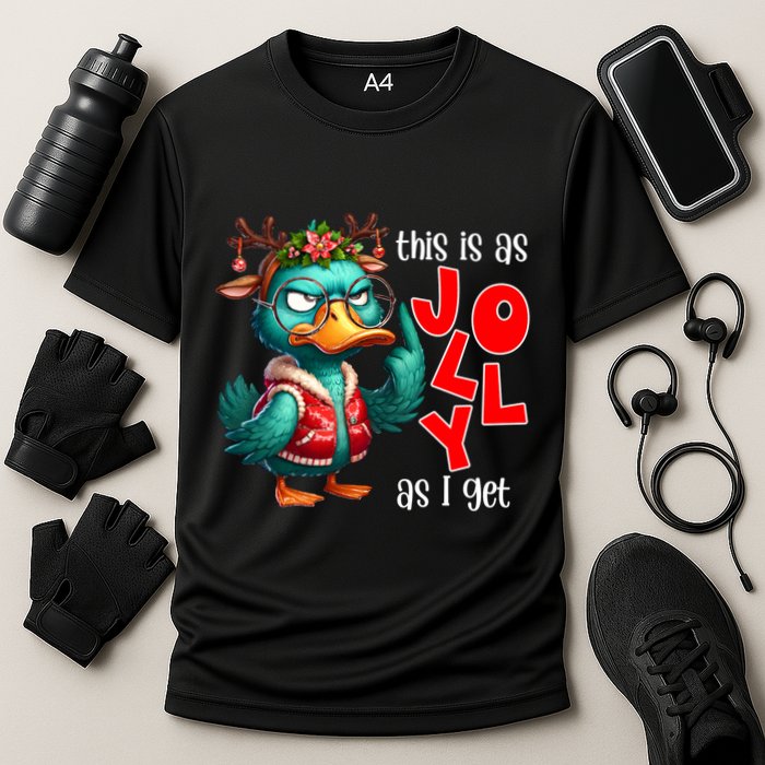 This Is As Jolly As I Get Funny Sarcastic Grumpy Duck Christmas Performance Shirt
