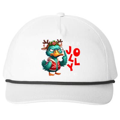 This Is As Jolly As I Get Funny Sarcastic Grumpy Duck Christmas Snapback Five-Panel Rope Hat