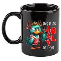 This Is As Jolly As I Get Funny Sarcastic Grumpy Duck Christmas 11oz C Handle Ceramic Mug
