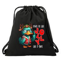 This Is As Jolly As I Get Funny Sarcastic Grumpy Duck Christmas Drawstring Bag