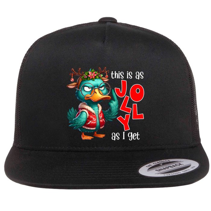 This Is As Jolly As I Get Funny Sarcastic Grumpy Duck Christmas Flatbill Hat