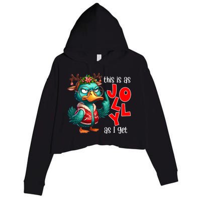 This Is As Jolly As I Get Funny Sarcastic Grumpy Duck Christmas Crop Fleece Hoodie