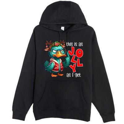 This Is As Jolly As I Get Funny Sarcastic Grumpy Duck Christmas Premium Pullover Hoodie