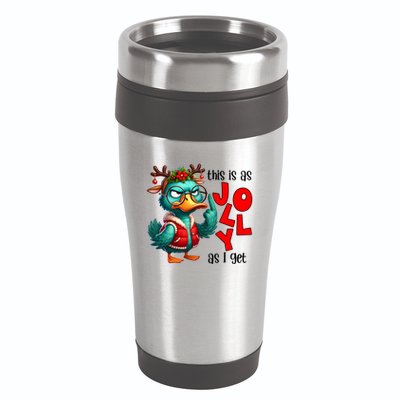 This Is As Jolly As I Get Funny Sarcastic Grumpy Duck Christmas 16oz Travel Tumbler