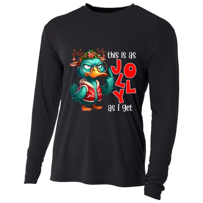 This Is As Jolly As I Get Funny Sarcastic Grumpy Duck Christmas Cooling Performance Long Sleeve Crew